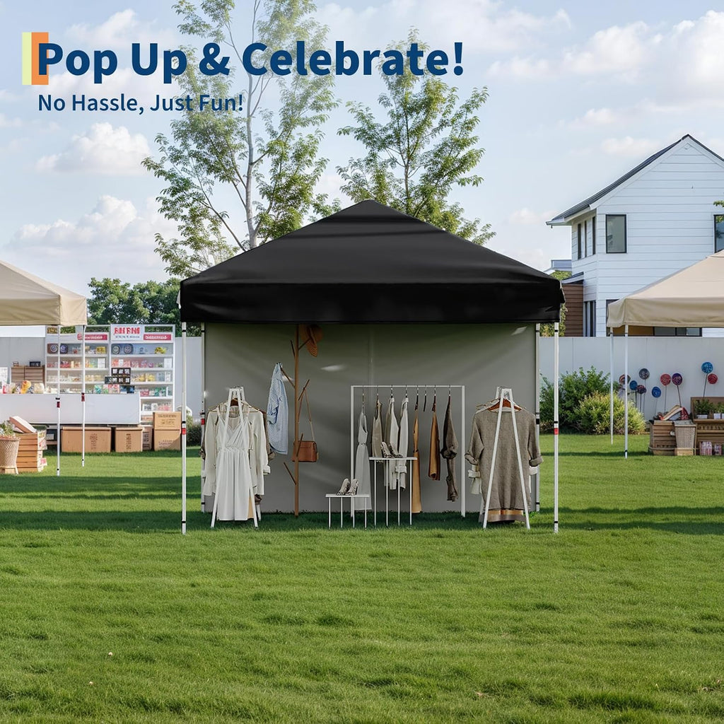 Garvee 10x10 Pop Up Canopy Tent with 4 Removable Sidewall, Heavy Duty Commercial Instant Shelter with One-Person Setup, UPF 50+ Waterproof, 100 Sq Ft Shade for Outdoor Events, Camping, Farmers Market