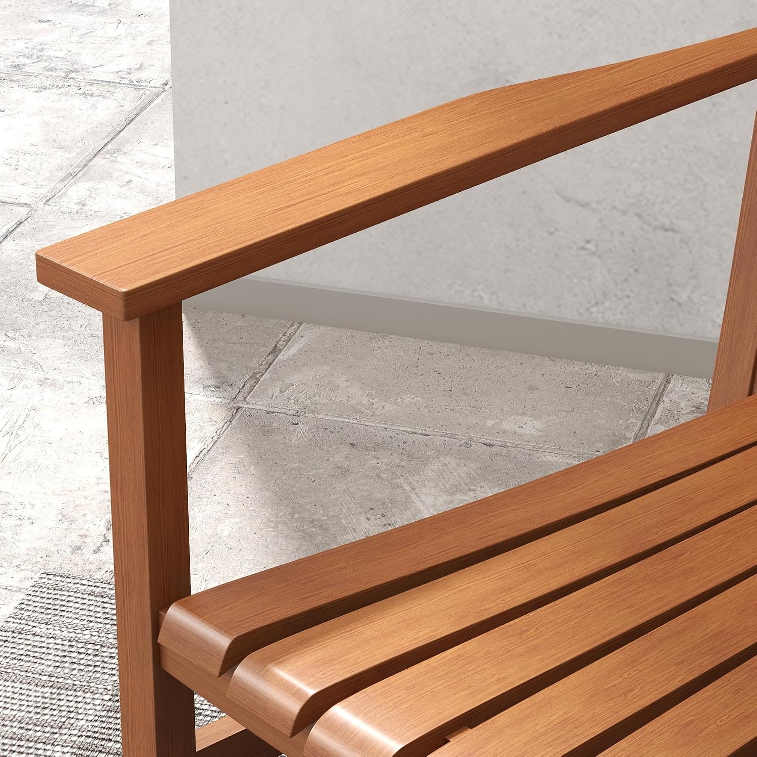 Outsunny Outdoor Rocking Chair Set of 2, Patio Rocking Chair with Smooth Curves, High Density Wooden Rockers for Lawn Garden Porch, Supports Up to 350lbs, Teak