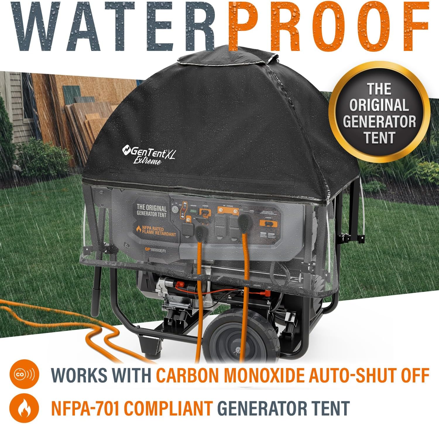 GenTent XL Open Frame Running Cover – Universal Kit Generator Tent for Larger Generators (Black, XL - Extreme)