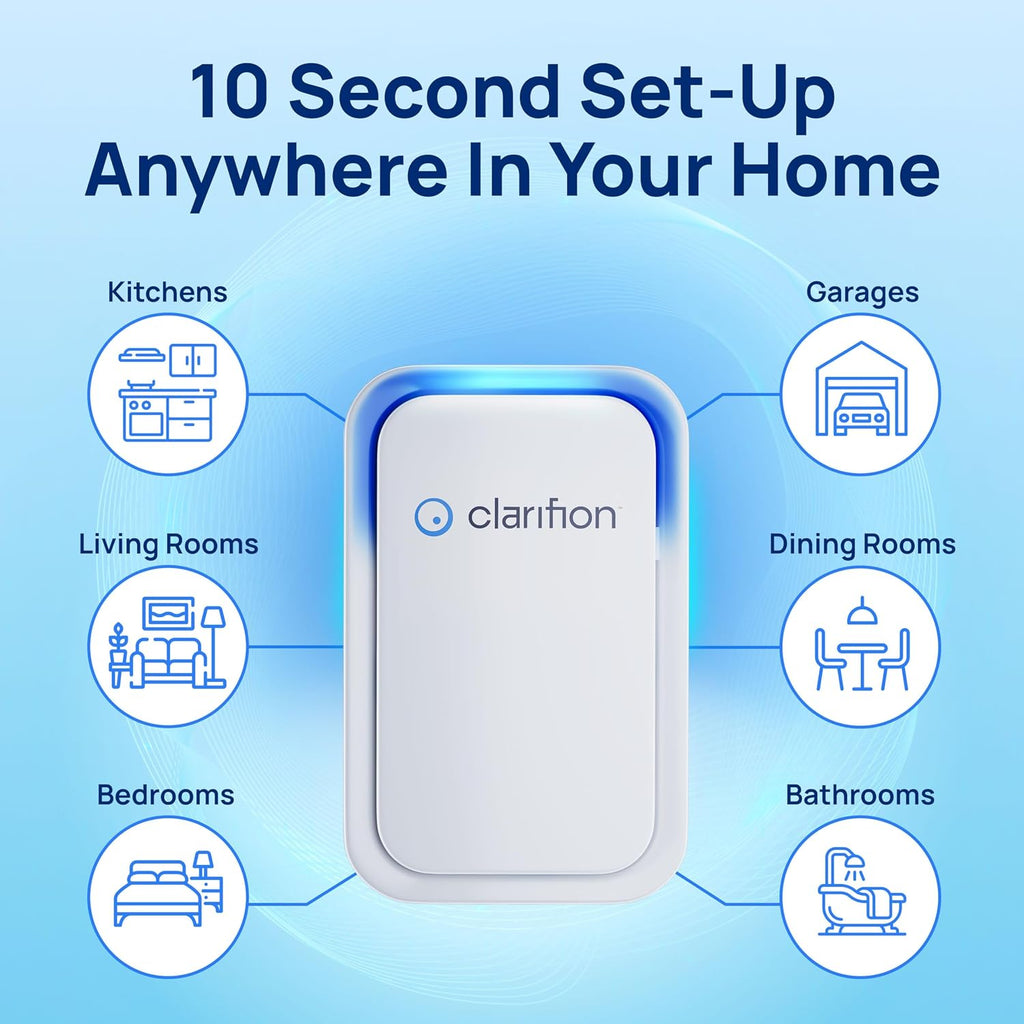 Clarifion - Air Ionizers for Home (3 Pack), Negative Ion Filtration System, Quiet Air Freshener for Bedroom, Office, Kitchen, Portable Air Filter Odor, Smoke Dust, Pets, Eliminator, Mini Air Cleaner