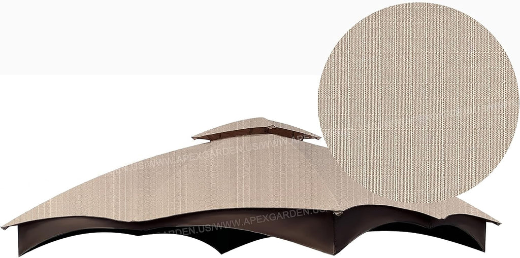 APEX GARDEN Ripstop Canopy Roof Top for The Lowe's Allen Roth 10-ft x 12-ft Gazebo #GF-12S004BTO / GF-12S004B-1 (Ripstop, Beige)