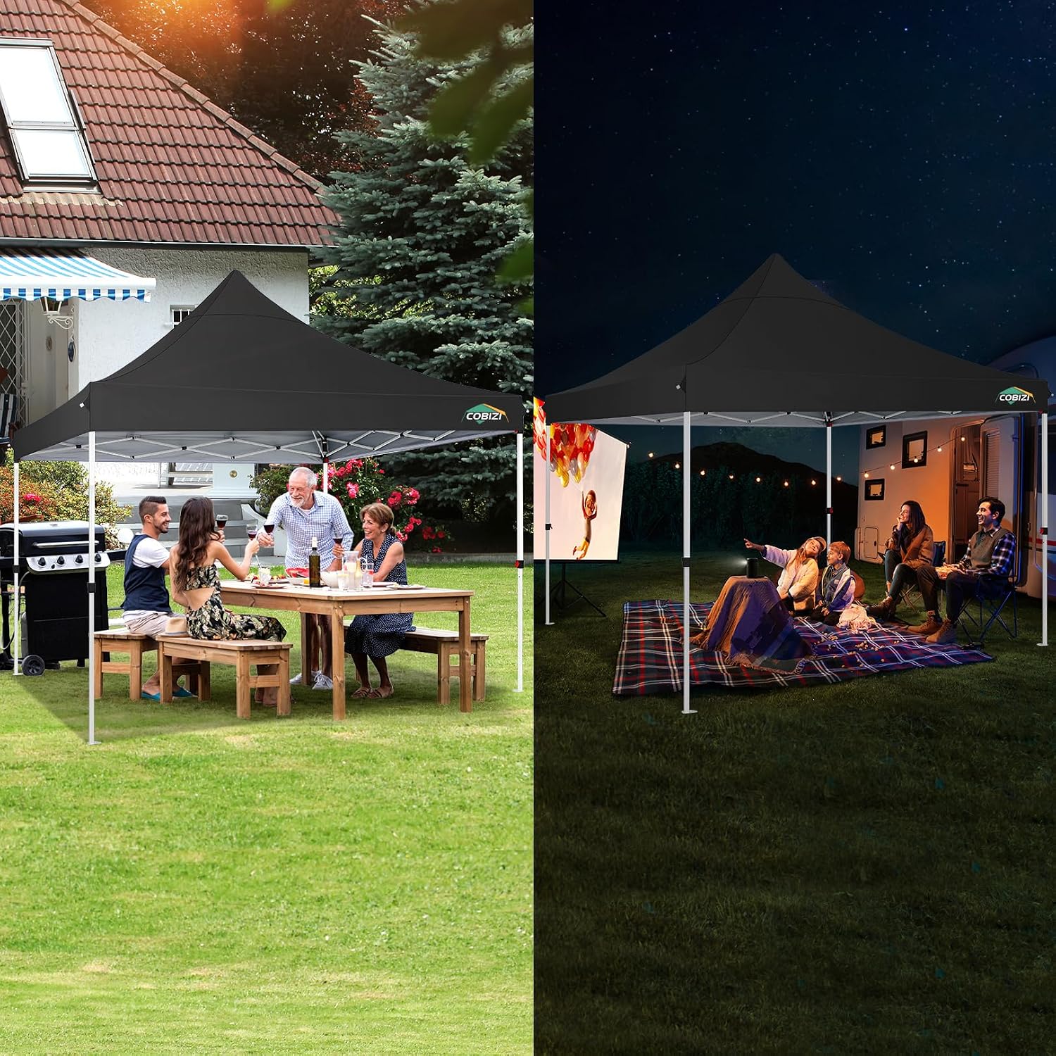 COBIZI 10x10 Pop Up Canopy with 4 Sidewalls, Pop up Tent 10x10 for Parties, Backyard, Commercial, Waterproof and Portable Instant Shelter UV50+ Ez Outdoor Canopy Gazebo with 4 Sandbags