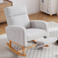 HCHAIRH Rocking Chair Nursery with Foot Rest, Nursing Rocking Chairs for Mom Breastfeeding, Rocker Glider Chair with High Backrest for Living Room, Bedroom, Light Grey
