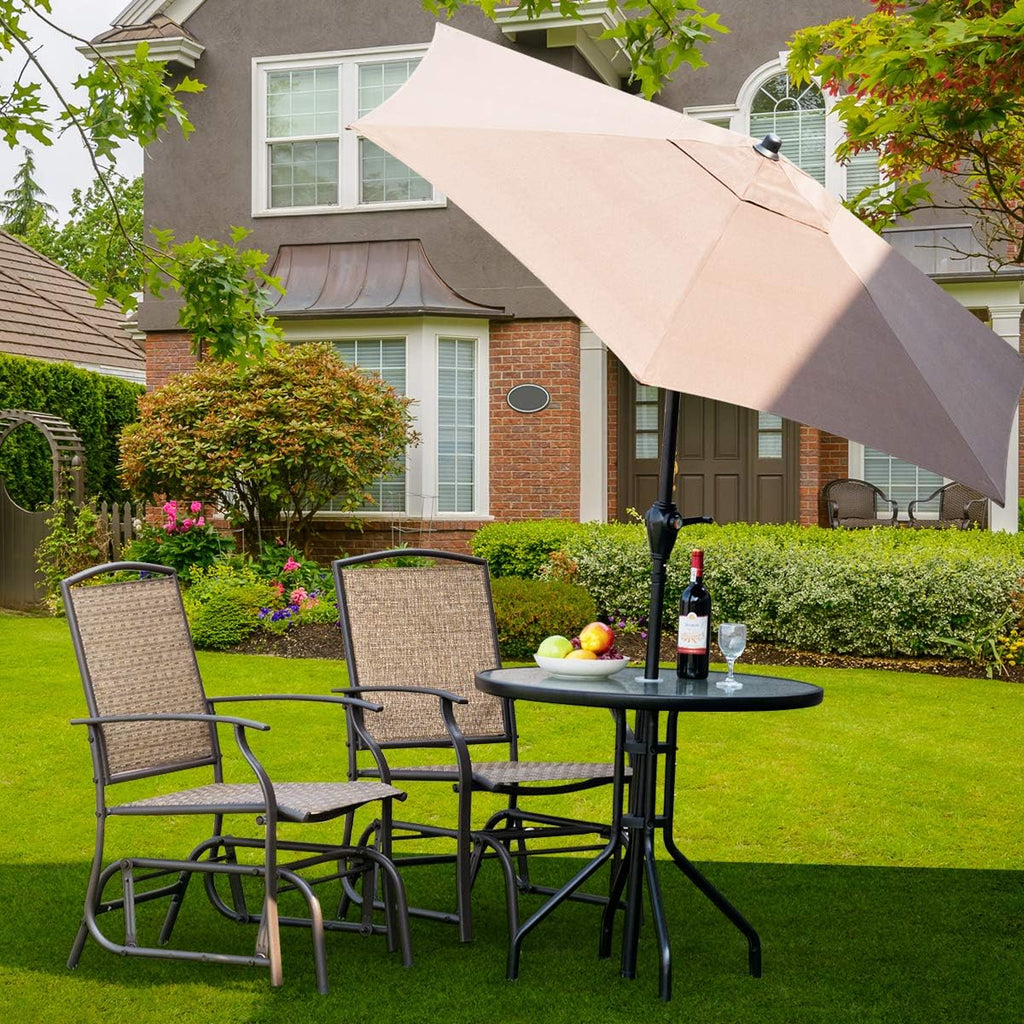 Giantex Outdoor Glider Chair W/Sturdy Metal Frame & Breathable Mesh Fabric, Porch Lounge Swing Rocking Chairs Set of 2 for Lawn, Garden, Porch, Backyard, Poolside, Patio Gliders for Outside
