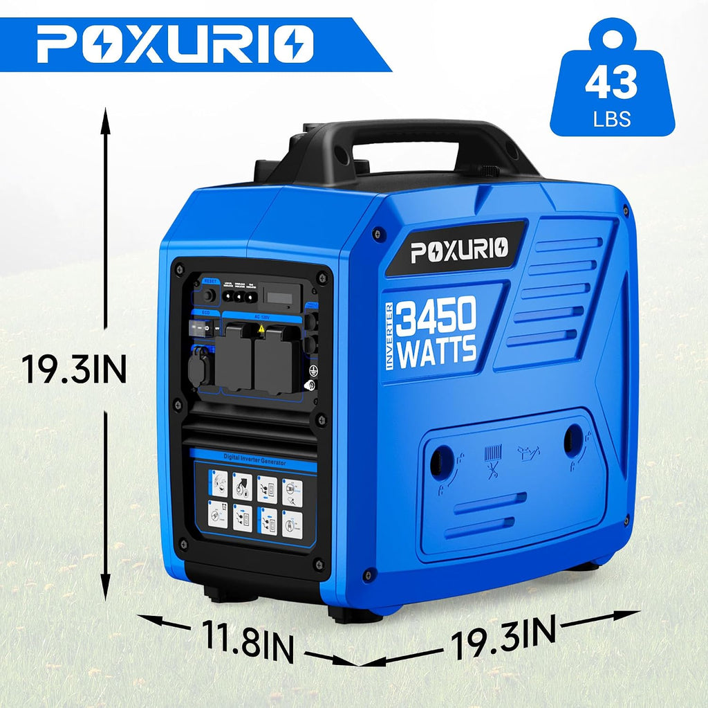 3450-Watt Portable Inverter Generator for Home Use, 1.6Gallon Large Fuel Tank Up to 8.3 Hours Use, 120V Gas Powered Generator Super Quiet - EPA Compliant