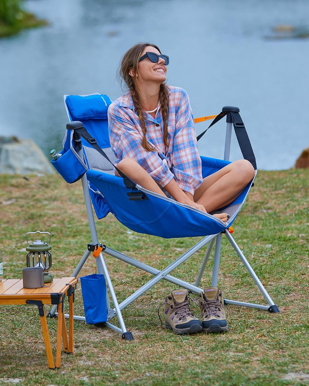 KingCamp Hammock Camping Chair, Swinging Portable Camp Chairs for Adults, 400lbs Heavy Duty Oversized Folding Rocking Chair with Adjustable Recline, Aluminum Alloy Frame for Outdoor Patio Beach Sport