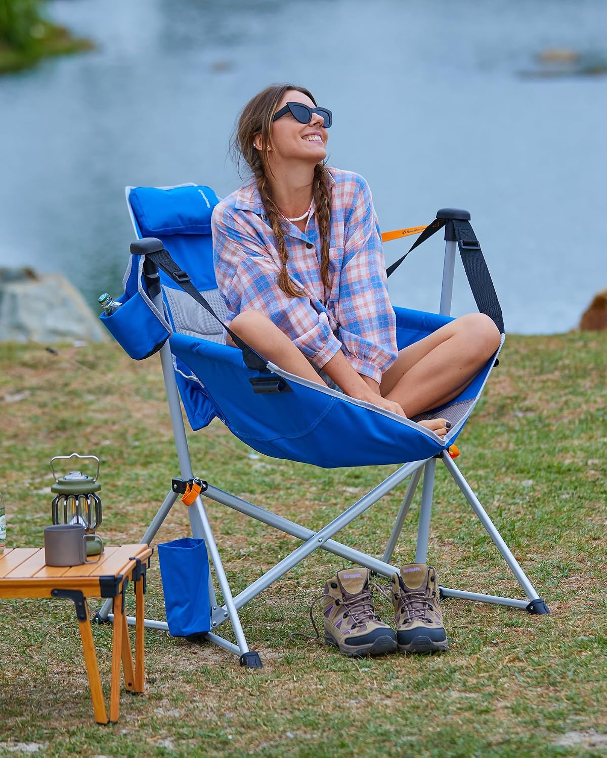 KingCamp Hammock Camping Chair, Swinging Portable Camp Chairs for Adults, 400lbs Heavy Duty Oversized Folding Rocking Chair with Adjustable Recline, Aluminum Alloy Frame for Outdoor Patio Beach Sport
