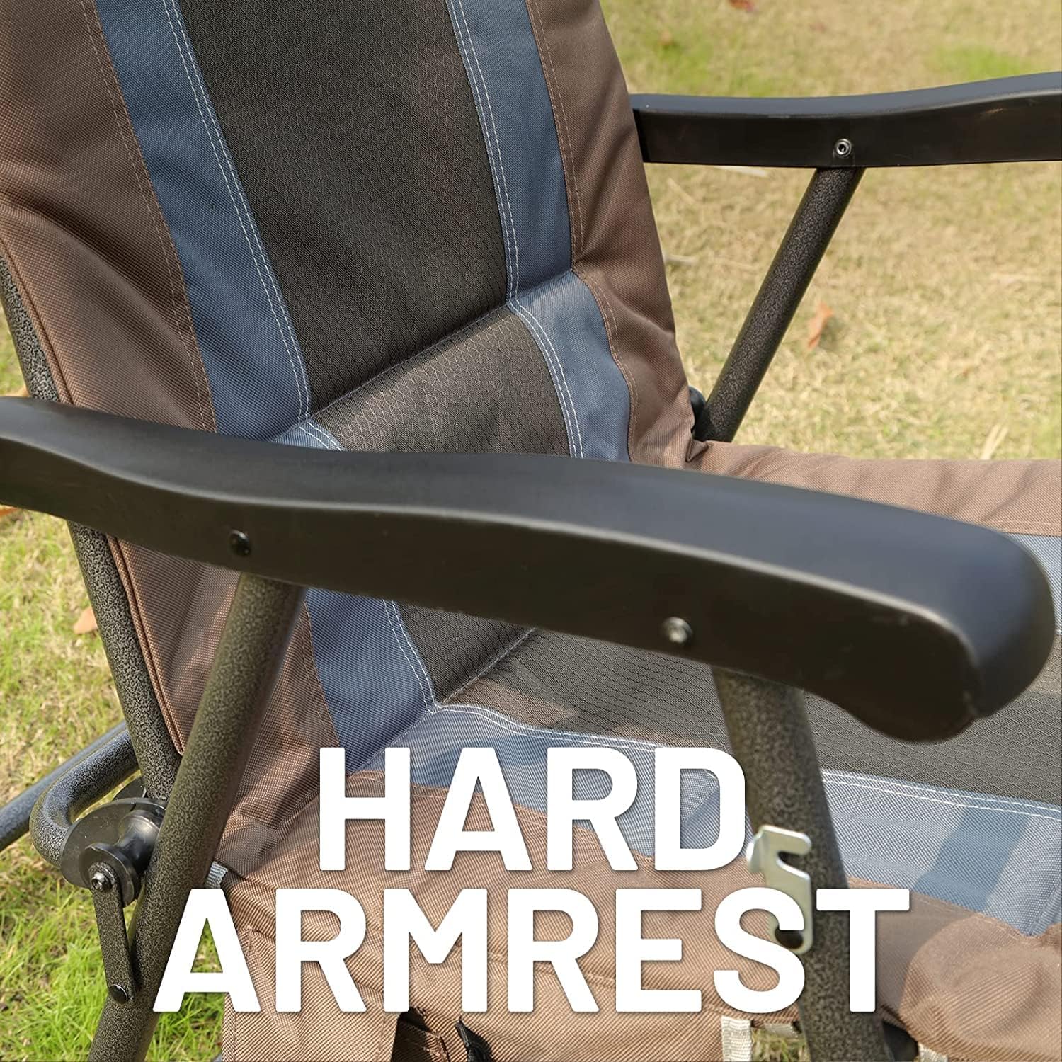 TIMBER RIDGE Outdoor Folding Rocking Chair, 29' Padded High Back Neck & Back Support, Hard Armrests for Easy Stand Up, Stable Steel Frame Supports 300 lb, Quick Fold for Patio, Lawn & RV Camping,Brown