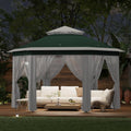 13' x 13' Pop-Up Gazebo Canopy Tent with Zippered Mesh Sidewalls and Carrying Bag, Event Tent Shelter for Patio Garden Backyard, Green and Beige