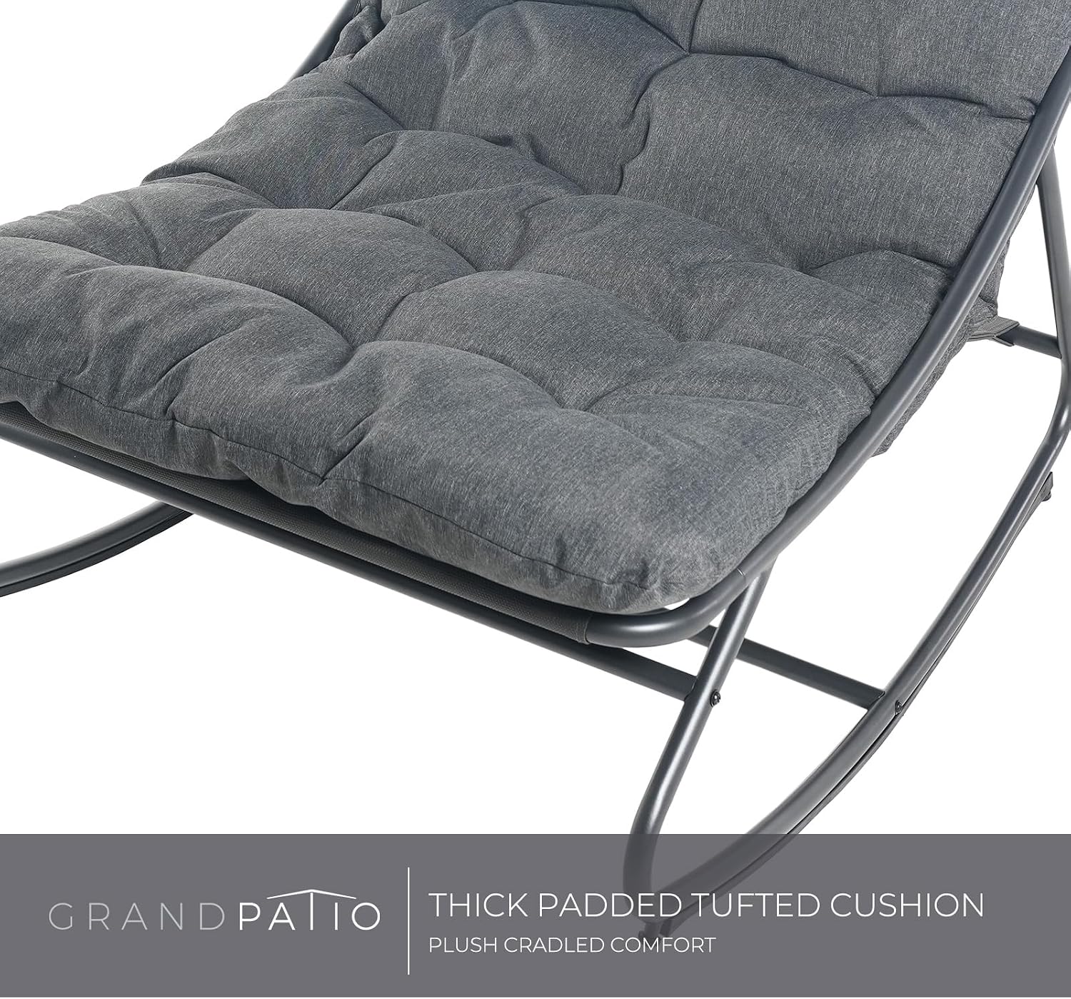 Grand patio Rocking Chair Indoor and Outdoor, Metal Patio Lounge Rocking Chair with Thick Cushion, Comfy Modern Rocker for Living Room Porch Backyard