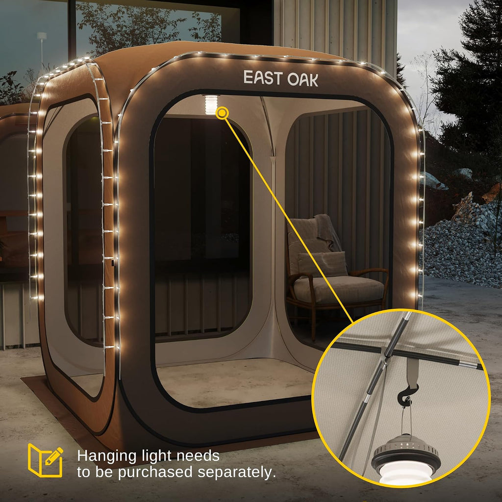 East Oak Screen House Tent Pop-Up, 6 x 6 FT Portable Screen Room Canopy Instant Screen Tent with Carry Bag for Patio, Backyard & Outdoor Activities, Brown