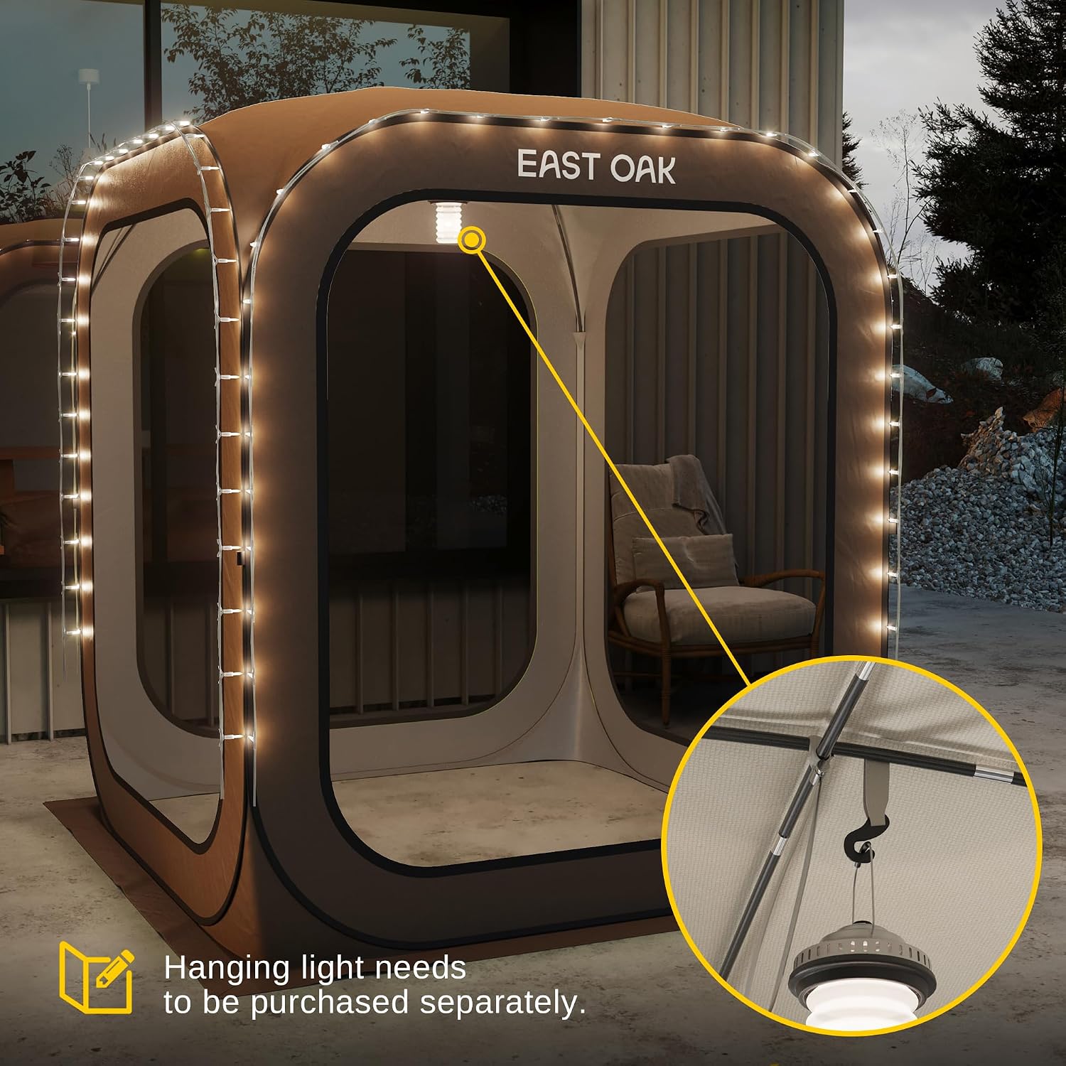East Oak Screen House Tent Pop-Up, 6 x 6 FT Portable Screen Room Canopy Instant Screen Tent with Carry Bag for Patio, Backyard & Outdoor Activities, Brown