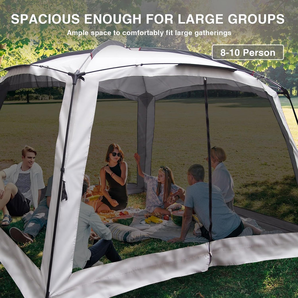 12' X 12' Screen Tent for Camping Canopy Easy Set Up Camper Screen House Room Porch Screened Gazebo 8-10 Person Screenhouse Bug Mesh Shade Tent UPF 50+ Screen Sun Shelter for Outdoor Patios