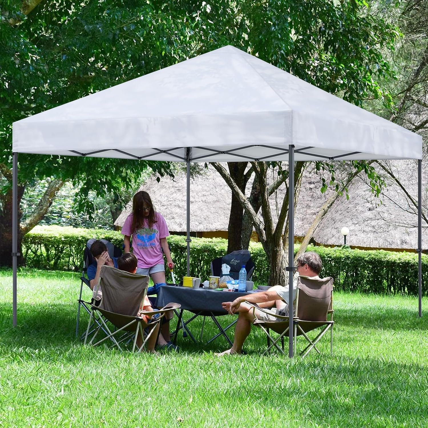 COOSHADE Durable Easy Pop Up Canopy Tent 12x12Ft (Silver White)