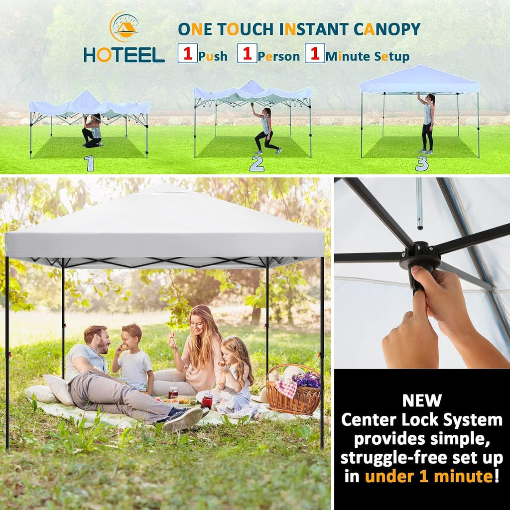 COBIZI Waterproof Stable Winterproof Pavilion with Bag with Wheels,Pop Up Folding Pavilion Party Tent,1 Person Install Sun Protection Garden Pavilion for Beach Wedding Camping