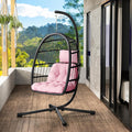 LEVELEVE Egg Chair with Stand,Patio Rattan Wicker Hanging Swing Egg Chair Hammock Chair for Bedroom Porch Garden,Thickened Aluminum Alloy Steel Frame and UV Resistant Cushion,350LBS Capacity