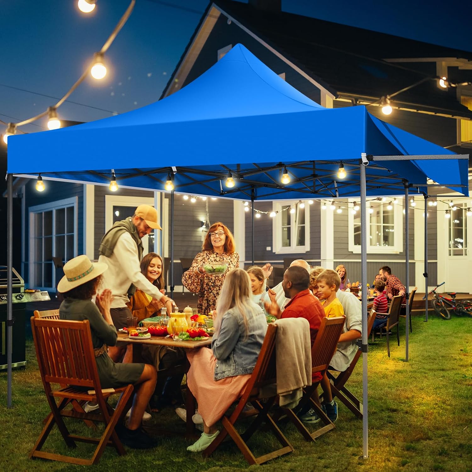 COBIZI 10x20 Pop Up Canopy Tent with Awning & Sidewalls, Heavy Duty Commercial 10X20 Canopy Tents Instant Waterproof, UPF 50+ Sun Shade for Outdoor, Parties, Markets (Blue)