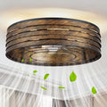 20'' Flush-Mount Ceiling Fan with Light and Remote, Reversible Motor, Perfect for Bedroom, Living Room, Kitchen, Outdoor Gazebo, Patio, Low-Profile Design Cage (Bronze)