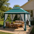 Pop Up Gazebo 11x11, Outdoor Instant Canopy Shelter Tent with Mosquito Netting Metal Frame Storage Bag for Patio Garden Backyard.(Green)