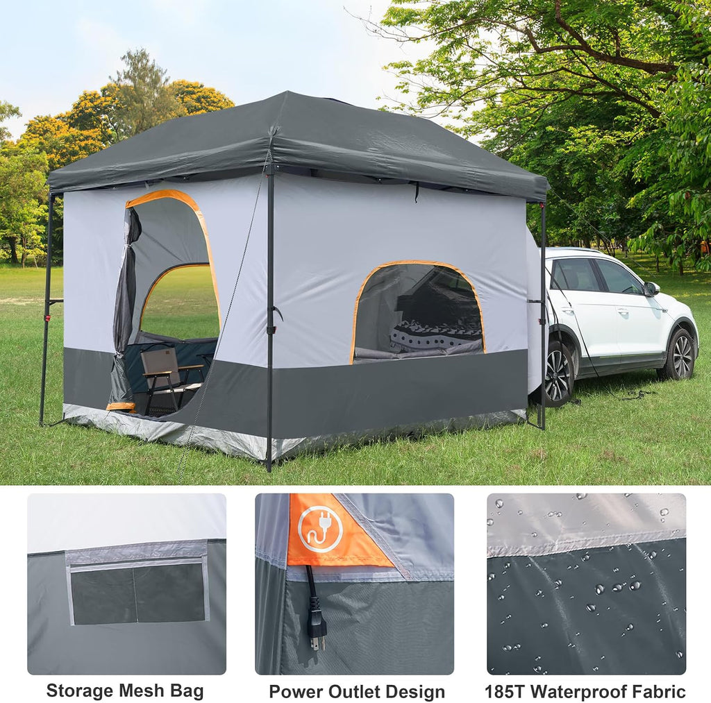 UNP Camping Canopy - Inner Tent - Side Tents - SUV Camping Cube for 10' x 10' Pop Up Canopies (Canopy Pole/Shelter NOT Included) (Grey-SUV Cube Tent)