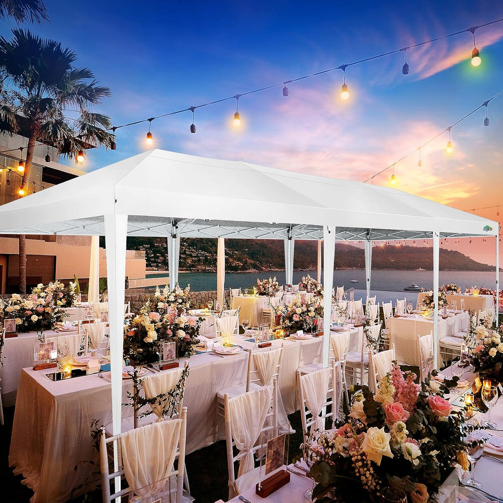 COBIZI 10x30 Pop Up Canopy Tent for Parties with 8 Sidewalls Waterproof Commercial Instant Canopy 10x30 Party Tent for Backyard, Wedding Portable Outdoor Gazebo with Carrybag&4 Sandbags(White