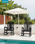 Ciokea Oversized Outdoor Rocking Chairs Set of 6, 380lbs Heavy-Duty Large Patio Rocker, High Back Cozy Porch Chairs, Weather Resistant Patio Rocking Chairs for Outside, Fire Pit, Deck, Black