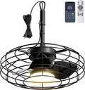 Coolbull 20 Inch Outdoor Ceiling Fans with Light, IP63 Waterproof Gazebo Fan with Hanging Hook, Plug in Caged Ceiling Fan, Remote&APP Control, 3 CCT, 6 Speeds for Patio, Pergola, Canopy, Black