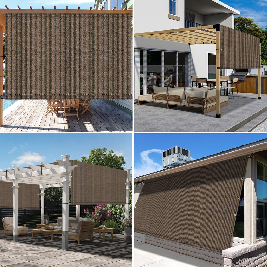 10' x 4' Universal Pergola Shade Cover Replacement Canopy with Grommets Weighted Rods Permeable for Outdoor Patio Porch Backyard Gazebo Brown