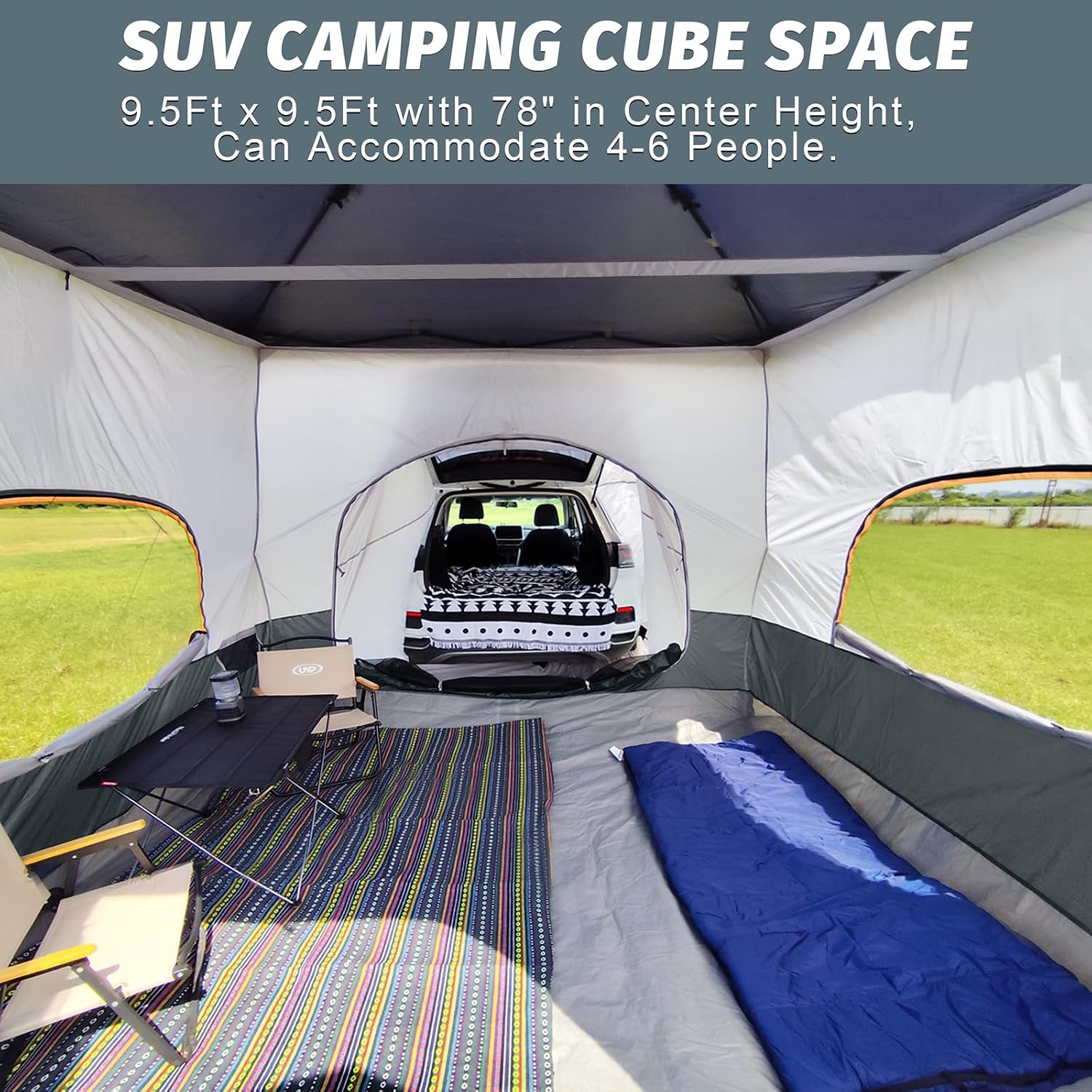 UNP Camping Canopy - Inner Tent - Side Tents - SUV Camping Cube for 10' x 10' Pop Up Canopies (Canopy Pole/Shelter NOT Included) (Grey-SUV Cube Tent)
