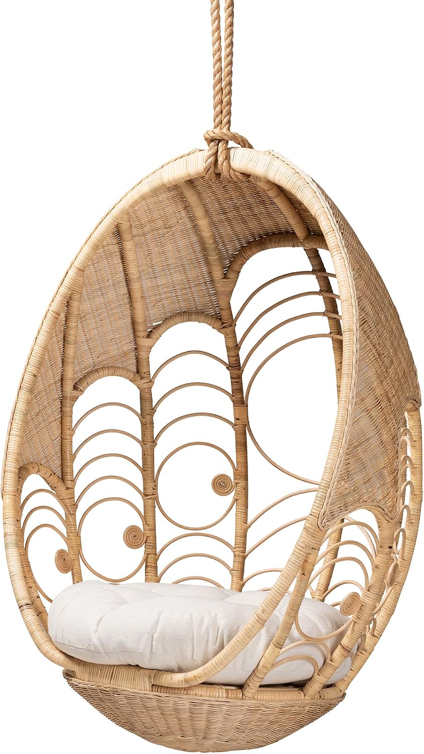Bali & pari Umika Modern Bohemian Natural Rattan Hanging Chair
