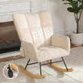 Rocking Chair with Airbag, Comfy Modern Reading & Nursing Nursery Rocking Chair Indoor, Cozy Upholstered Glider Rocker Chairs for Living Room Bedroom Offices, (Chenille, Beige)