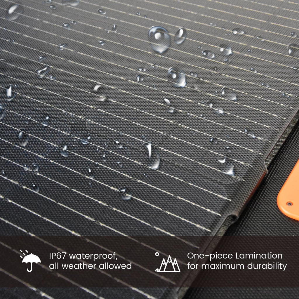 Portable Solar Panel 200 Watt Foldable 200W Solar Cell Solar Charger for Power Station, Waterproof w/Adjustable Kickstand XT60 Anderson DC 8mm Connector for Camping, Off Grid Living