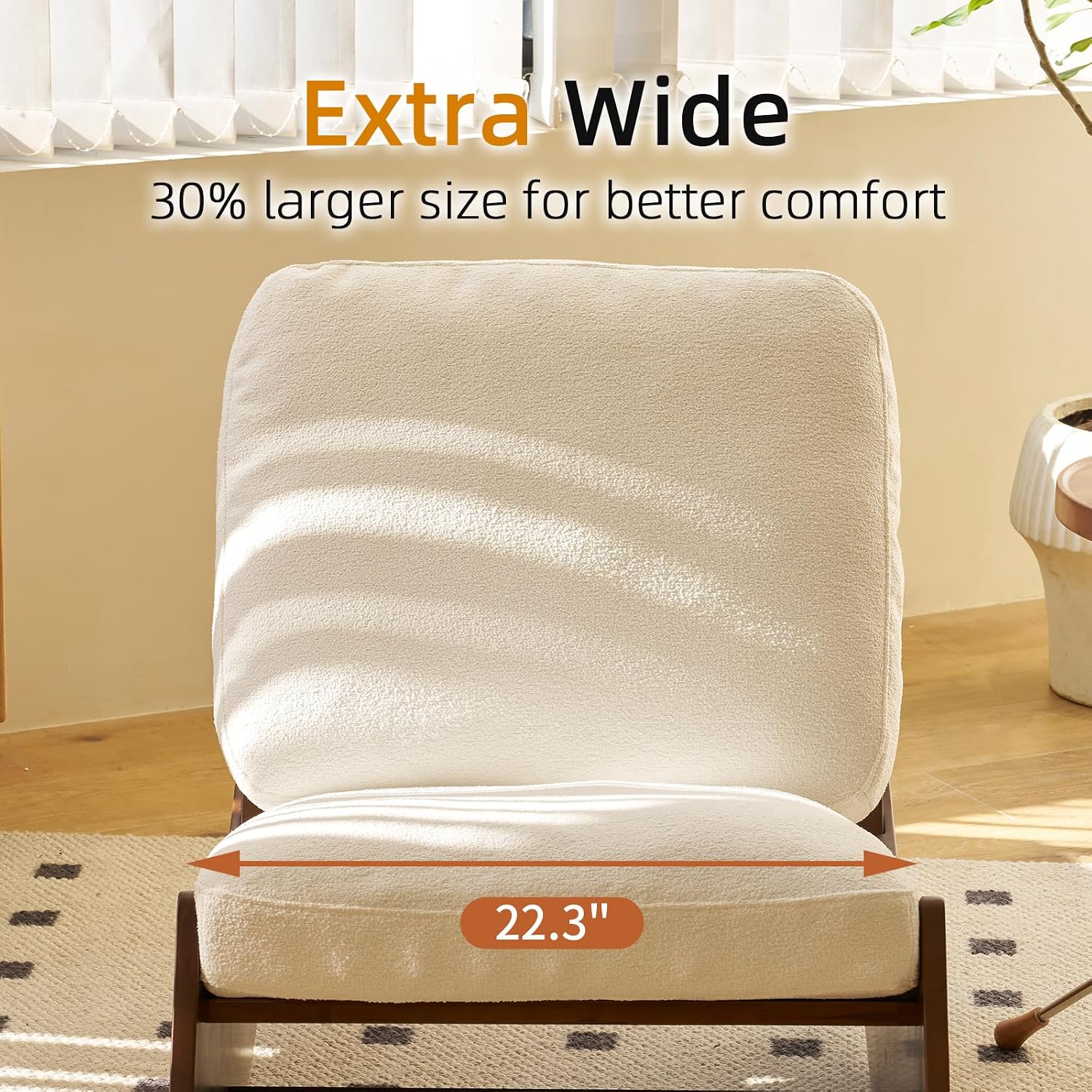 Nursery Rocking Chair Tall Back Boucle Glider Rocker Rocking Accent Chair Comfy Single Sofa Side Chair for Living Room Bedroom Hotel, Bedroom, Baby Room (White)