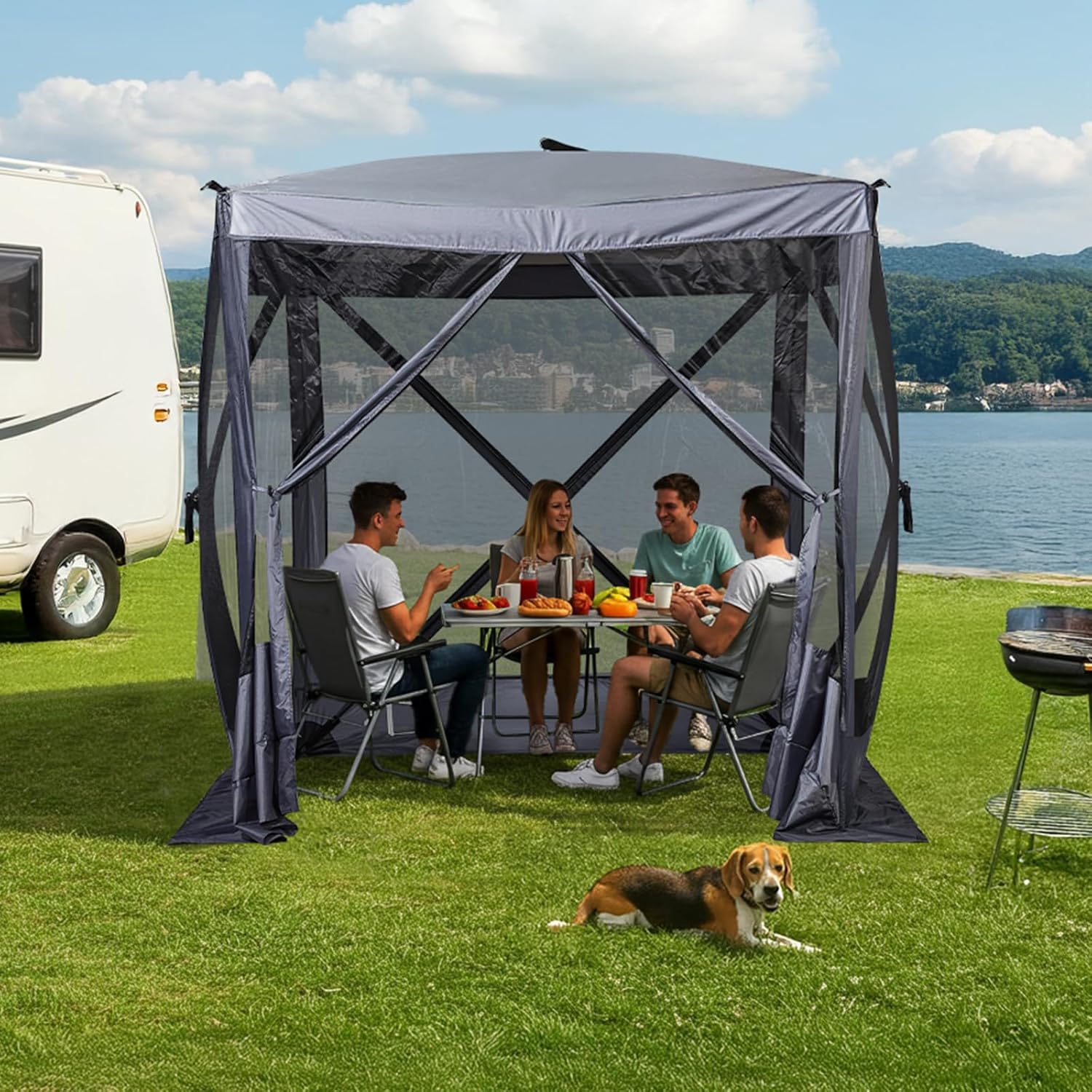 Outvita 7x7ft Instant Pop-Up Screen Tent - Outdoor Gazebo Canopy with Mosquito Netting & Carrying Bag - Versatile Pavilion Tent for Patios and Events