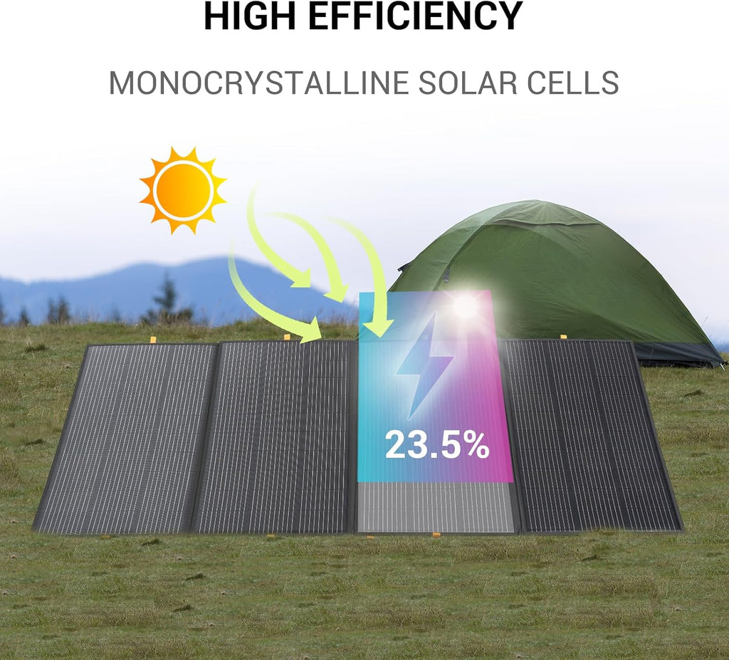 400W Portable Solar Panel,Foldable Solar Panel Power Backup,36V Output Solar Charger for Power Station Off Grid Outdoor Activities, RV, Marine,Camping, Solar Generator, IP67 Waterproof