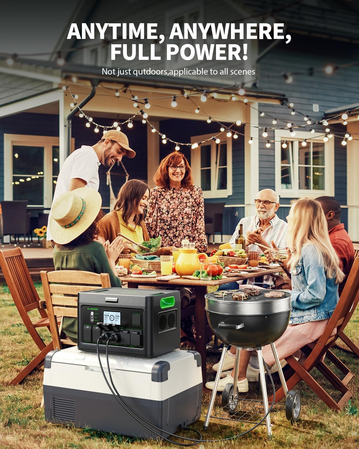 2400W Portable Power Station 1843Wh Solar Generator LiFePO4 Battery Power Bank Station PD100W USB-C & 4 AC Outlets for RV Camping Home Emergency UPS Backup
