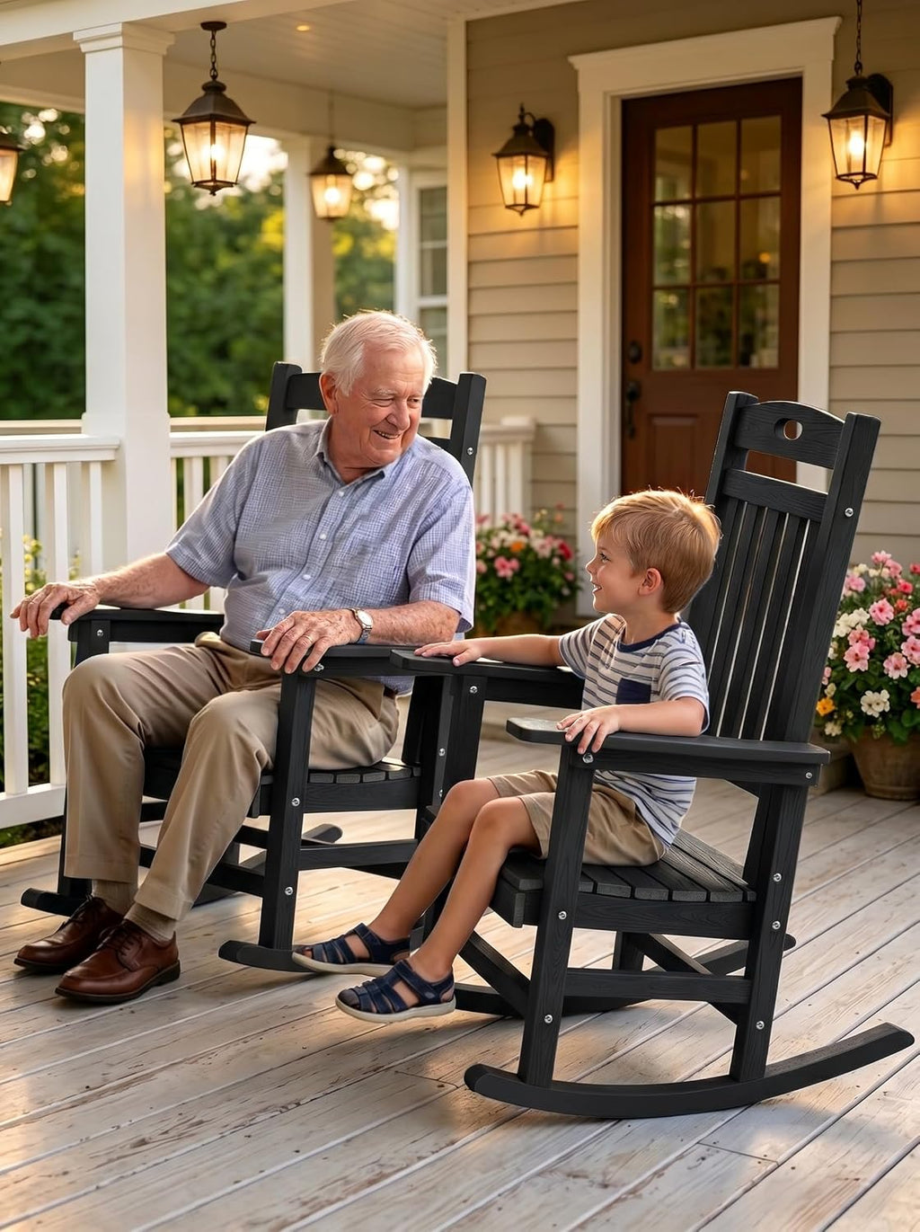 YEFU Outdoor Rocking Chairs Set of 2: Patio Rocking Chair for Adult, Outdoor Rocker Weather Resistant, Easy to Assemble, Safe&Comfortable, Black