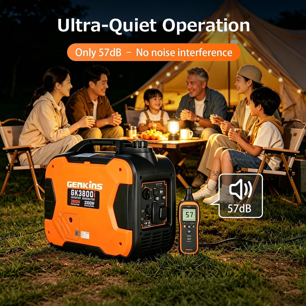 GENKINS Portable Inverter Generator 3800 Watt Gas Generato Super Quiet with Parallel Capability for RV Ready Camping Outdoor, EPA Compliant