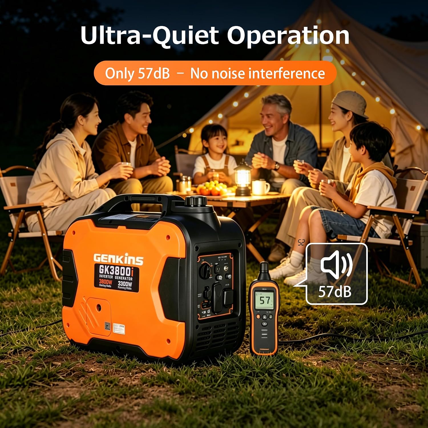 GENKINS Portable Inverter Generator 3800 Watt Gas Generato Super Quiet with Parallel Capability for RV Ready Camping Outdoor, EPA Compliant