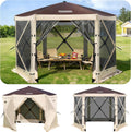 Tecoom 6-Sided 10x10ft Pop Up Gazebo Tent, Screen House with Mosquito Netting Canopy for Camping, Portable Sun Shelter with Removable Siedwalls for Outdoor, Garden, Activities