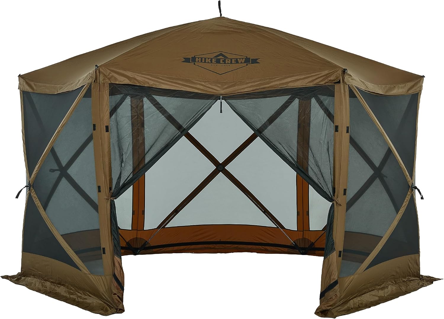 Hike Crew 12' x 12' Pop-Up Gazebo Screen Tent | Screened 6-Sided Instant Outdoor Canopy Shelter with Stakes, Ropes & Carry Bag for Camping, Sports & Picnic Table | UV Resistant SPF 50+