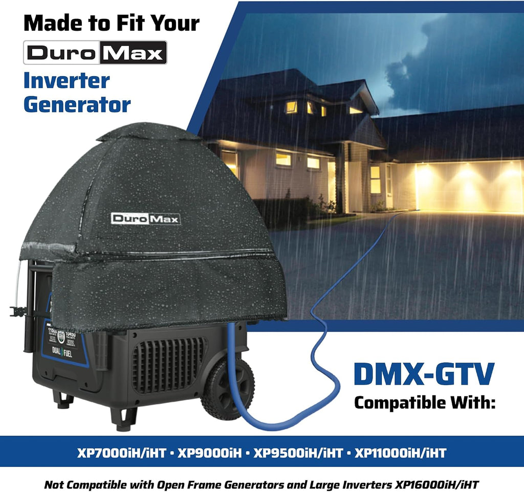 DuroMax DMX-GTV Inverter Generator Running Cover – Weatherproof Vinyl Canopy for Inverter Generators, Fire- & Wind-Resistant, Universal Fit Protection