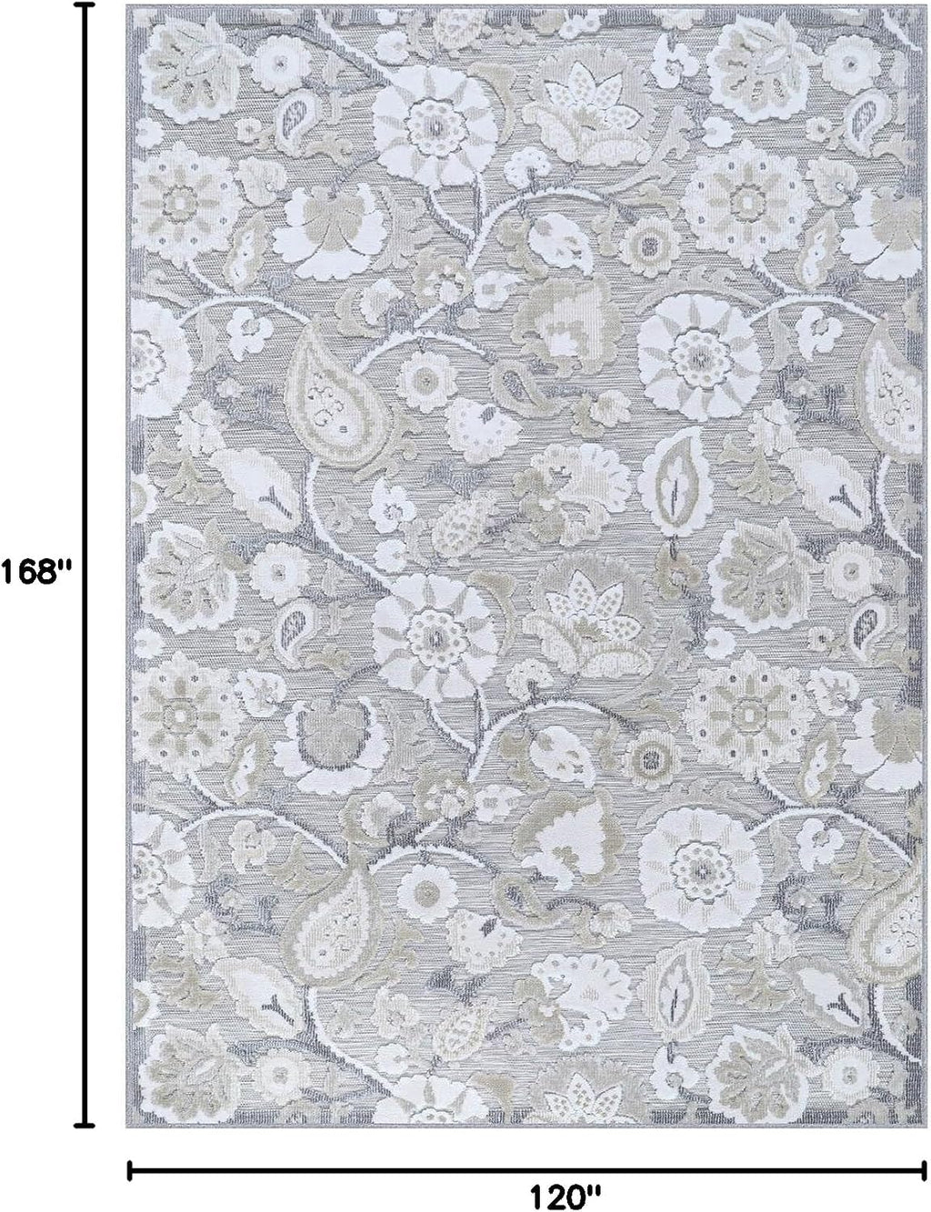 Luul Home Floral Indoor Outdoor Rugs 10x14 Large Area Rug for Living Room, Patio Decor, Kitchen, and Entryway Rug, Washable Stain Resistant Outside Carpet Beige 10 x 14