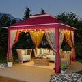 11 x 11 Pop Up Gazebo, Patio Gazebo with Double Roofs, Outdoor Canopy with Mosquito Nettings and Privacy Screens for Lawn, Backyard, Deck, Garden. Pink