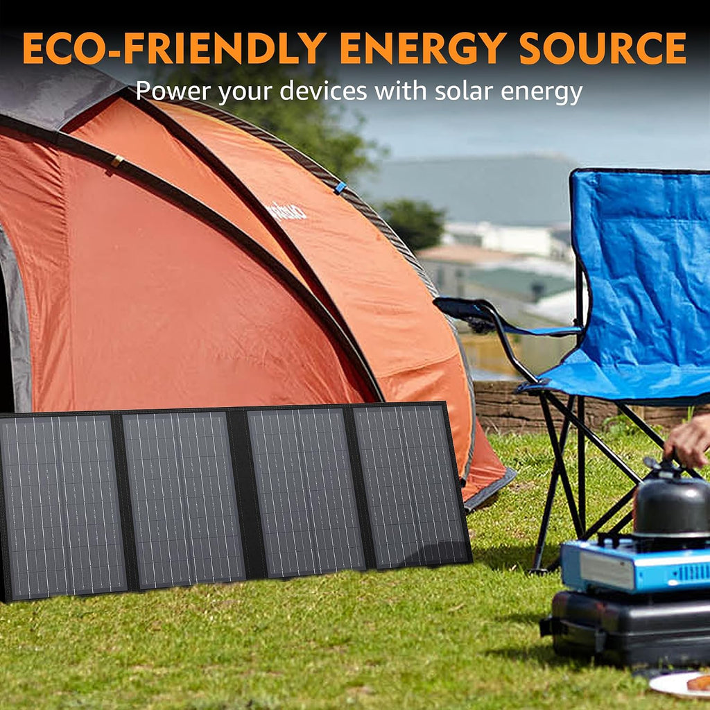 350W Portable Solar Generator with 60W Solar Panel, Powkey 70,000mAh Backup Lithium Battery, 110V/350W Pure Sine Wave AC Outlet, Power Station with Solar Panel for Outdoors Camping Travel Hunting
