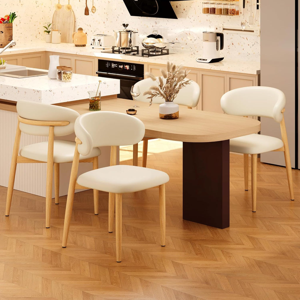 Kitchen Dining Chairs Set of 2 Modern Soft Linen Farmhouse Dining Room Chair, Beige/Original