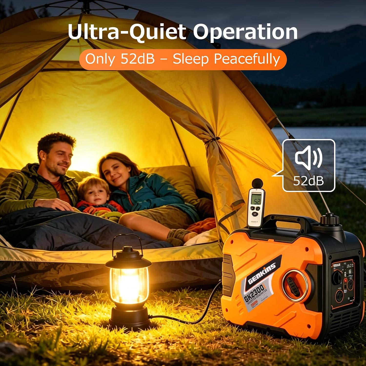 GENKINS Inverter Generator 2300 Watt Portable Generator Gas Powered Ultra Quiet for RV Ready Outdoor Camping Home Backup