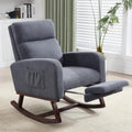 HCHAIRH Rocking Chair Nursery with Foot Rest, Teddy Nursing Rocking Chairs for Mom Breastfeeding, Rocker Glider Chair with High Backrest for Living Room, Bedroom, Blue Grey