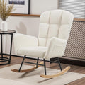 oaaktu Rocking Chair for Nursery, Upholstered Glider with High Backrest, Nursery Rocker Comfortable Stylish Accent Armchair for Living Rooms Bedrooms Offices (Beige Teddy)