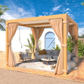 MELLCOM Louvered Pergola - 10x10 Aluminum Pergola with Adjustable Louvered Roof and Waterproof Curtains and Nets